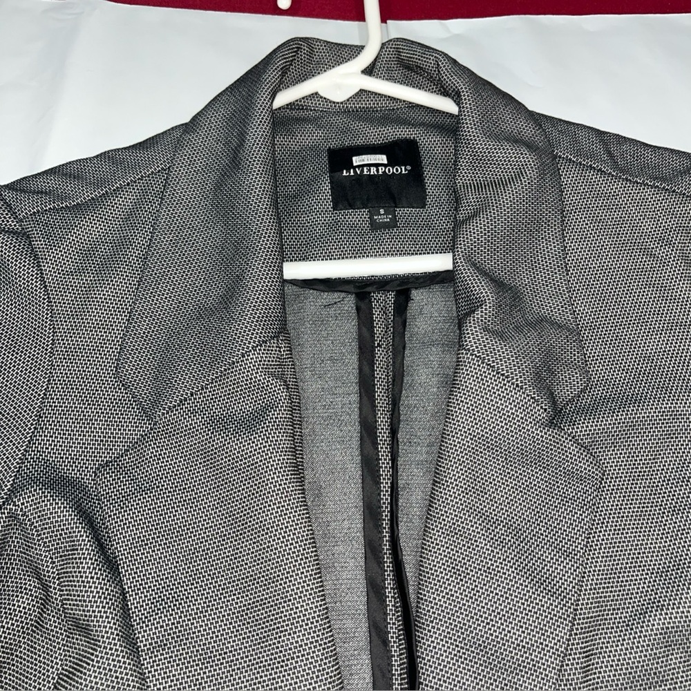 Liverpool black white jacket Boyfriend Geometric Blazer coat Womens S Open Front - Picture 8 of 16